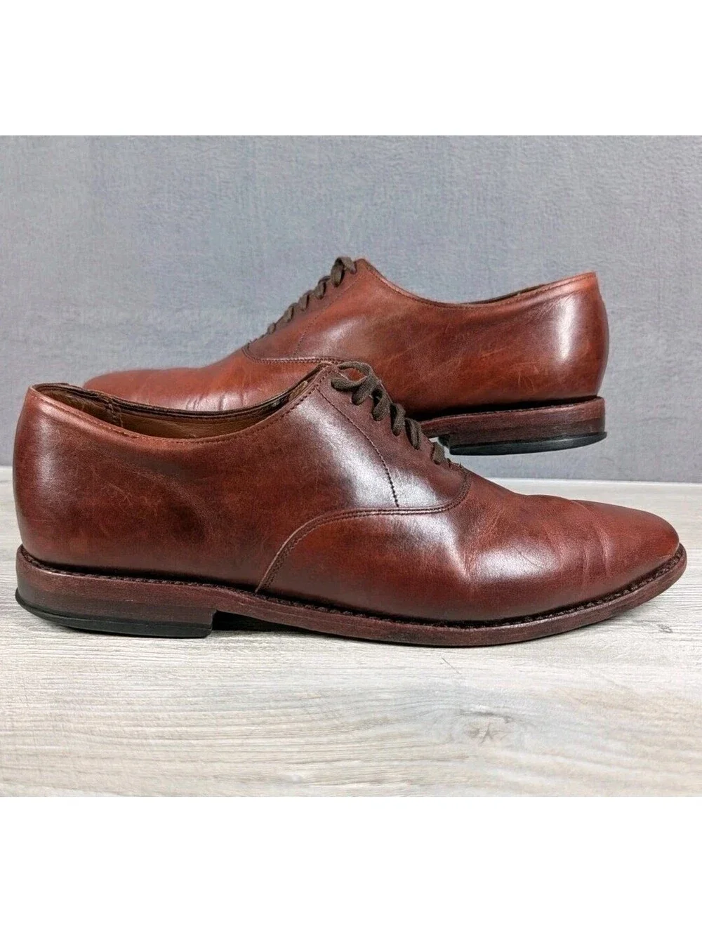 Allen Edmonds Mens 9D Carlyle Brown Leather Oxford Plain Toe USA Dress Shoes
